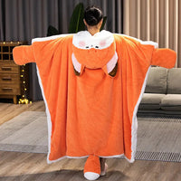 Kawaii Fox Plush Hoodie Blanket Robe