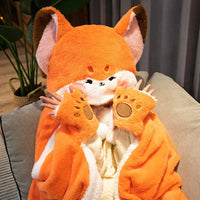 Kawaii Fox Plush Hoodie Blanket Robe