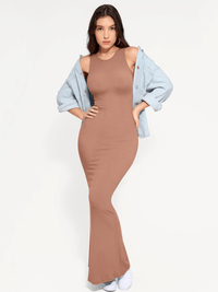 Shapewear Modal Sleeveless Crew Neck Slimming Maxi Dress