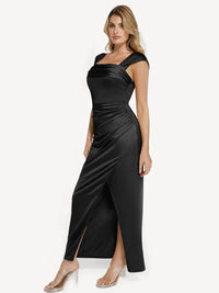 Shapewear Off Shoulder Shine Ruched Sculpting Maxi Dress